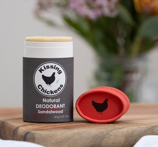 Kissing Chickens Natural Bicarb-Free Deodorant Stick Low Scent - 60g Sandalwood