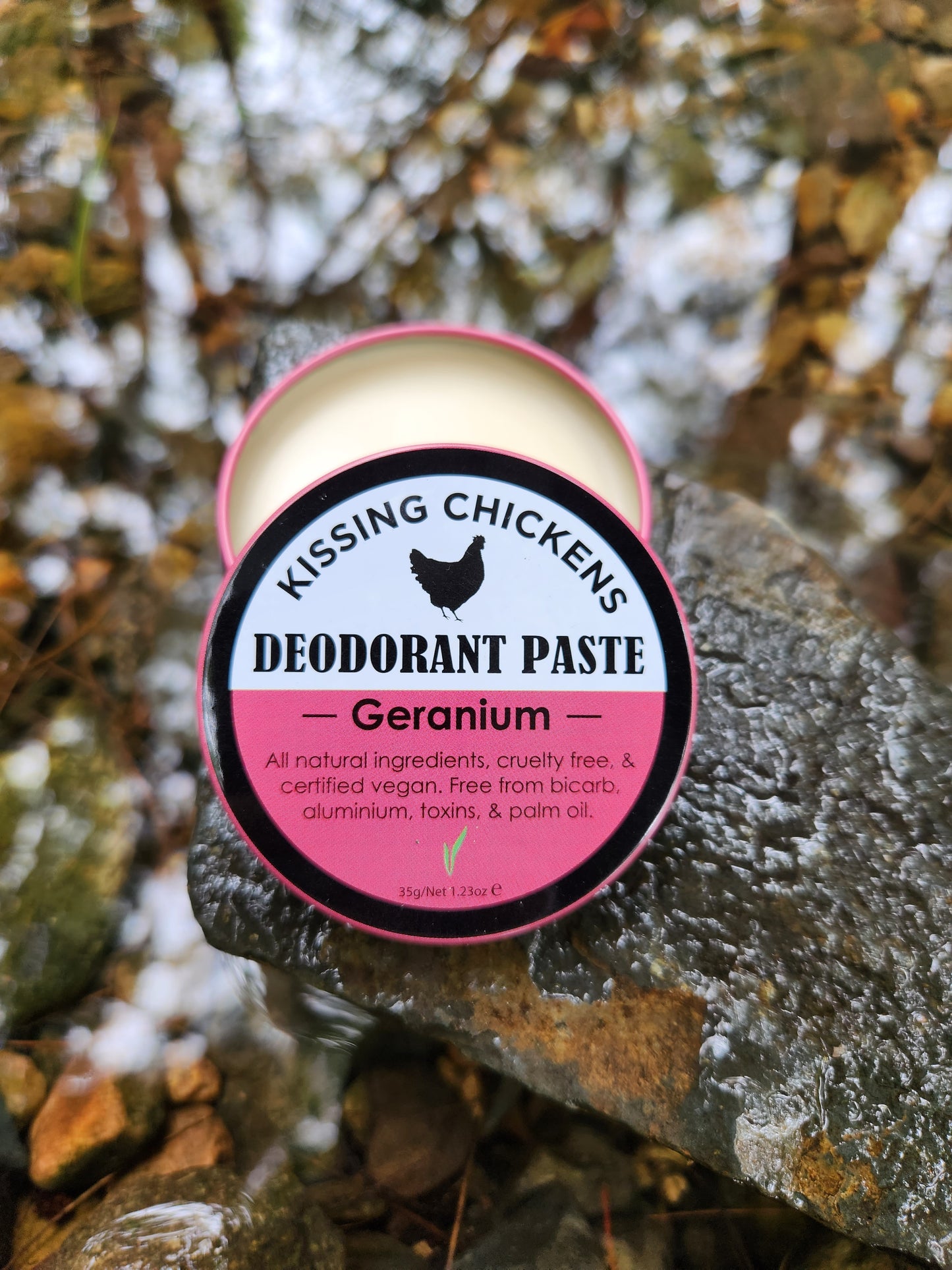 Kissing Chickens Bicarb-Free Natural Deodorant Paste - Geranium 35g tin