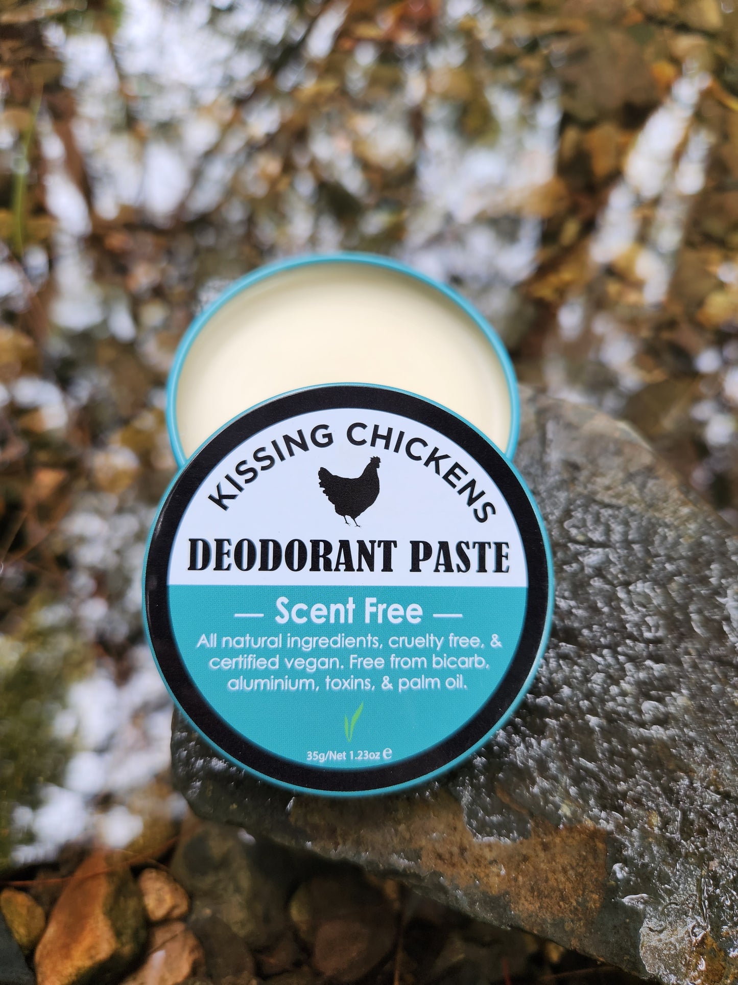 NEW! Kissing Chickens Bicarb-free Natural Deodorant Paste - Scent Free 35g tin
