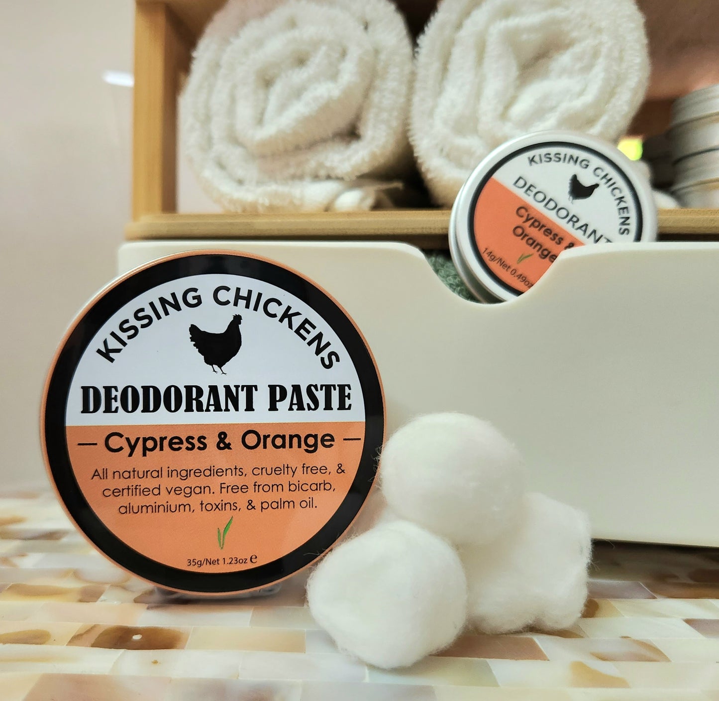 Kissing Chickens Bicarb-Free Natural Deodorant Paste - Cypress & Orange 35g tin